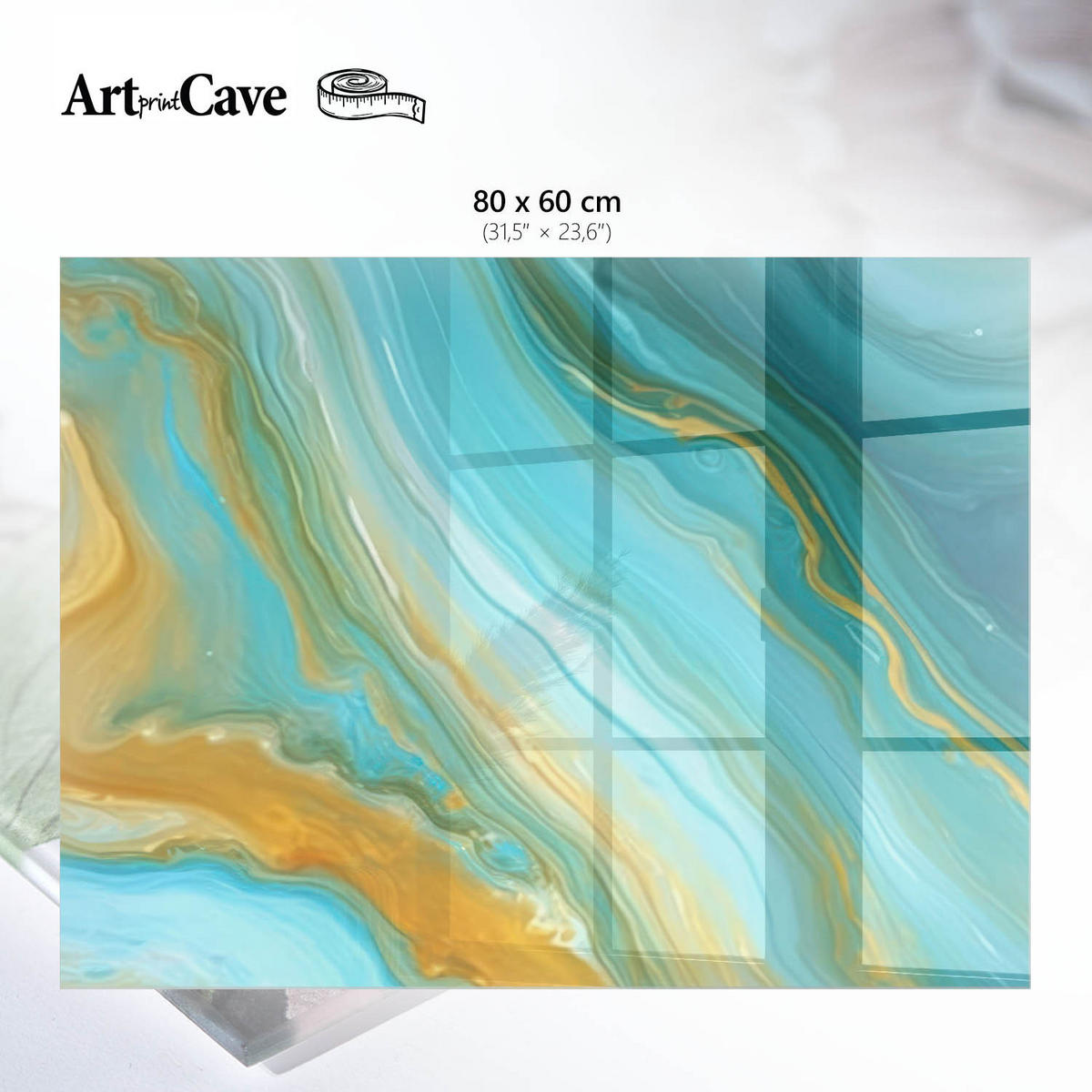 GLASPLATTE 80x60 cm – Bunte Wellen - Grün, Glas (0.4/80/60cm) - ArtPrintCave