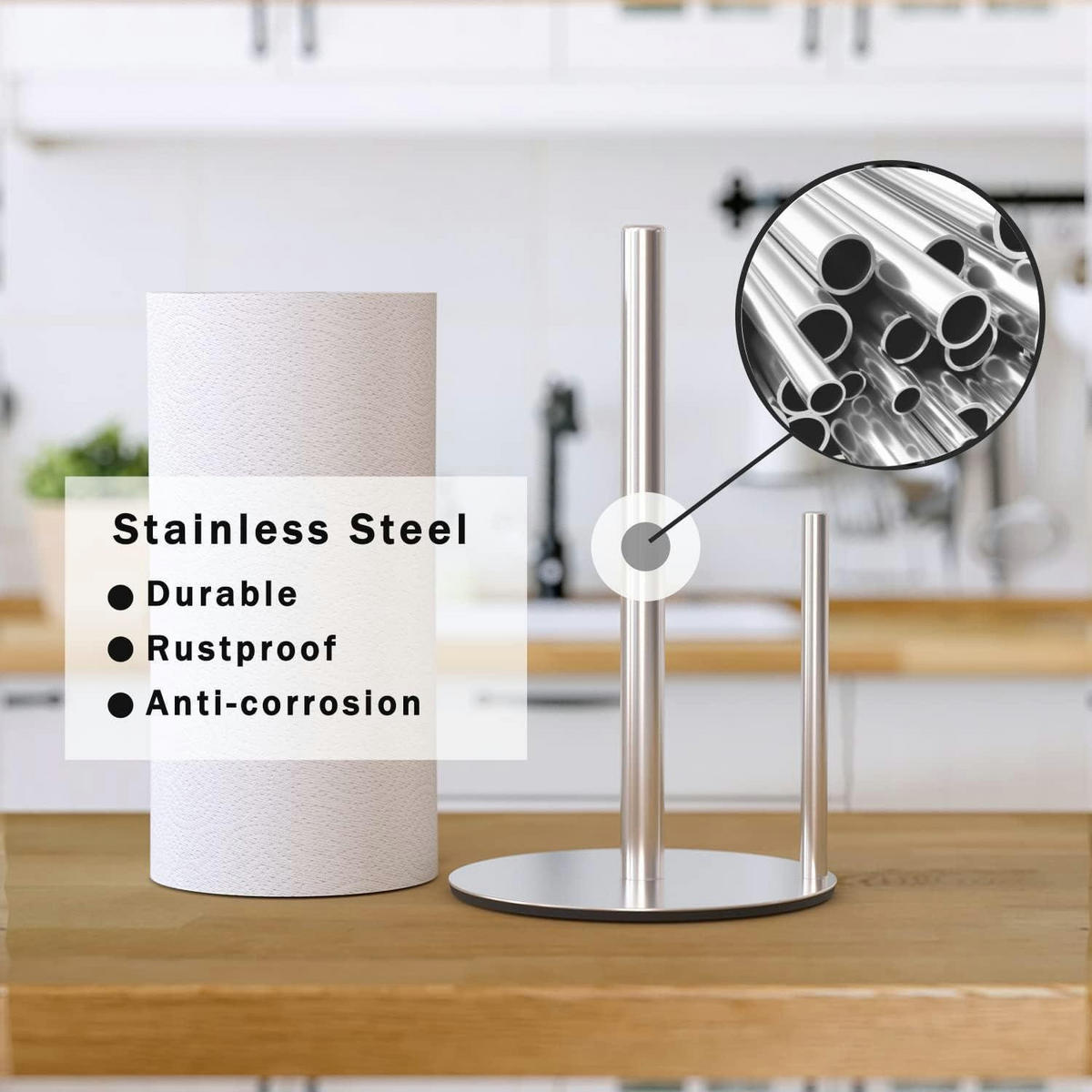 KÜCHENROLLENHALTER Edelstahl Silber 17 x 17 x 30 cm - Silberfarben, Metall (17/7.6/30cm)