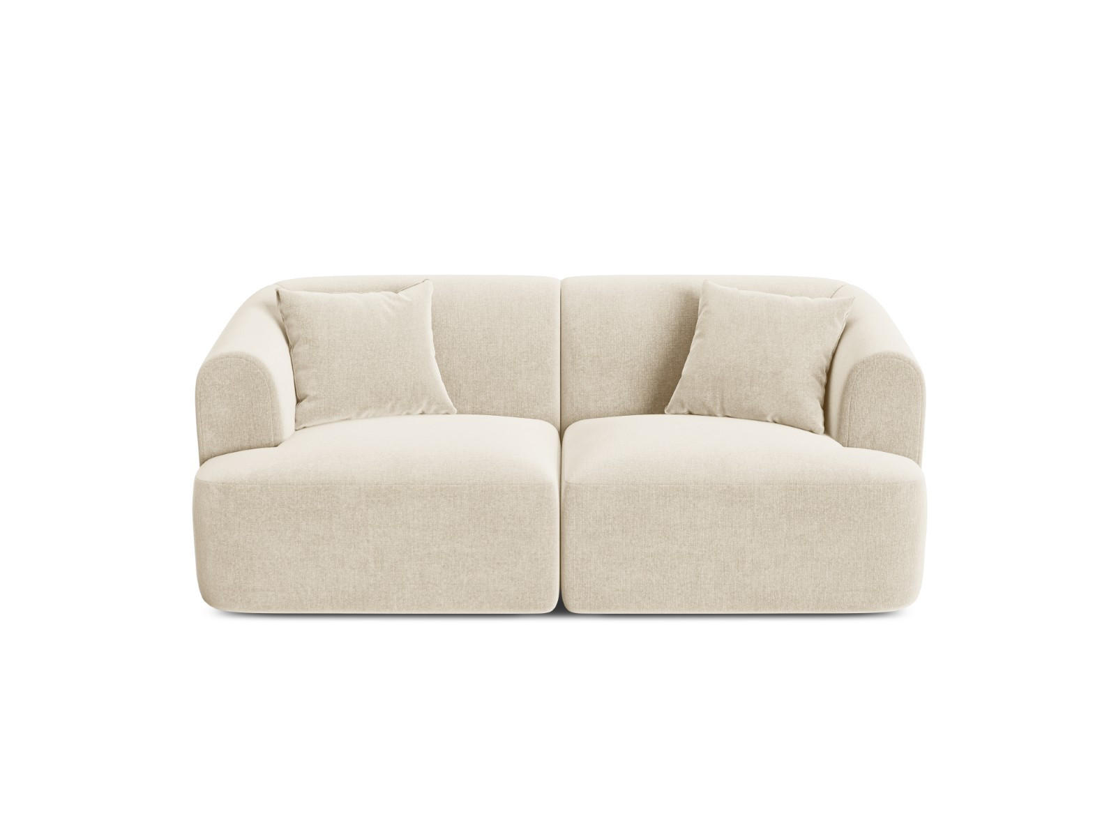 MODULARES-SOFA Campi aus Samt leichtes beige 2 Sitzplätze - Creme, Textil (90/70/180cm) - Cosmopolitan Design