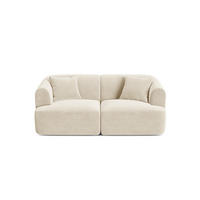 MODULARES-SOFA Campi aus Samt leichtes beige 2 Sitzplätze - Creme, Textil (90/70/180cm) - Cosmopolitan Design