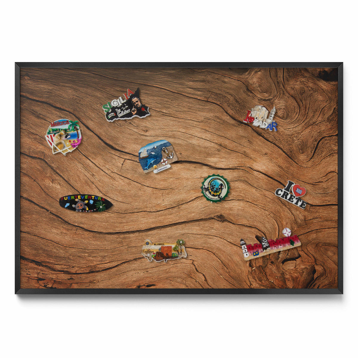 MAGNETTAFEL 100x70 cm Schwarzer Rahmen Aufgebrochene Holzstruktur - Baltimorefarben, Metall (100/70/0.4cm) - TULUP