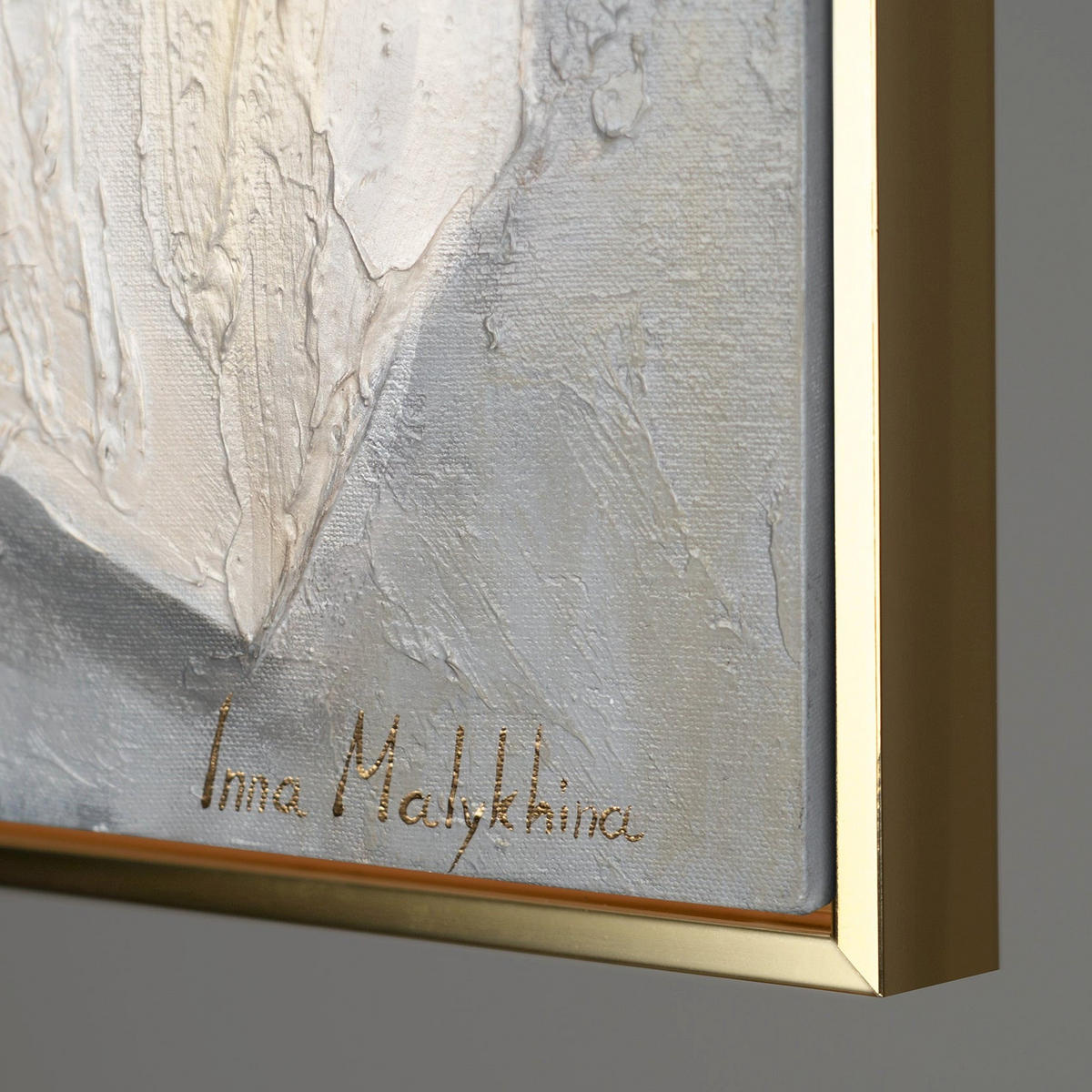 GEMÄLDE Goldene Blüte Schattenfugenrahmen Gold 60x40 cm - Goldfarben, Holz (60/40cm) - YS-art gallery