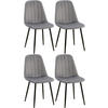 STUHL 4er Set Samt Dunkelgrau - Dunkelgrau/Schwarz, Textil/Metall (45/88/54cm) - CLP