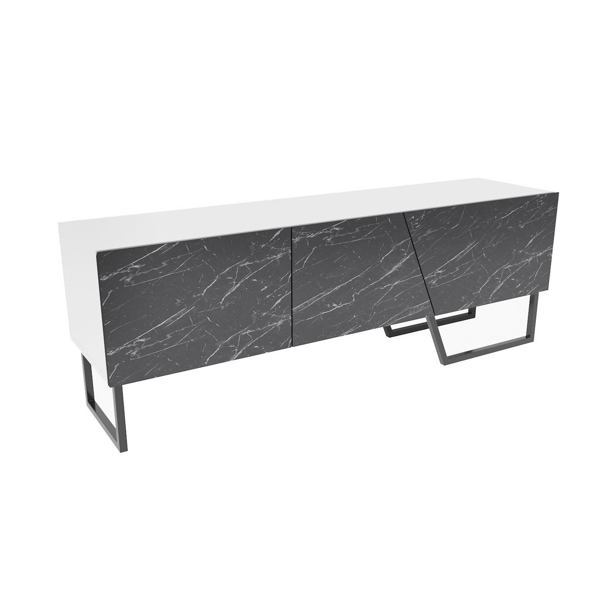 TV-ELEMENT Parla Weiß Schwarz - Schwarz/Weiß, Holzwerkstoff (150/50.6/35cm) - Decorotika