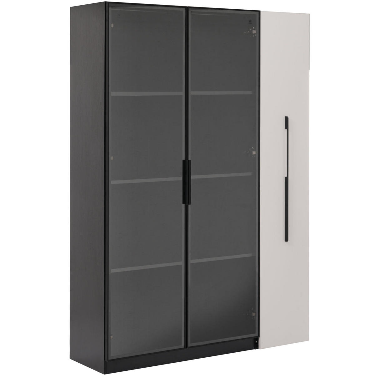 ORMAR 110,5/35/160 cm, MDF i staklo, crna/bijela, s LED rasvjetom i izvlačnim dijelom - crna, drvni materijal (110.5/160/35cm) - BEAOK