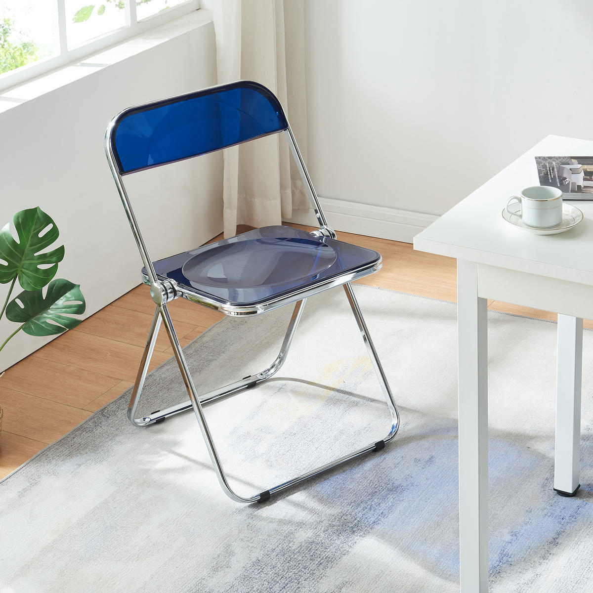 KLAPPSTUHL-SET Pornainen 2 TLG. - Dunkelblau, Kunststoff/Metall (46/74/47cm) - [en.casa]