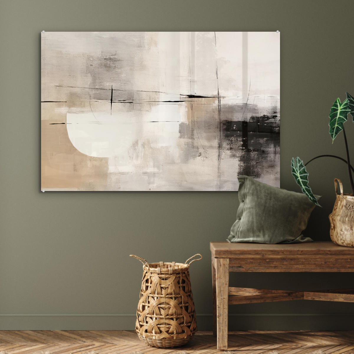 ACRYLGLASBILD Abstrakt - Kunst - Grau 120x80 cm - Hellgrau, Glas (120/80cm) - MuchoWow