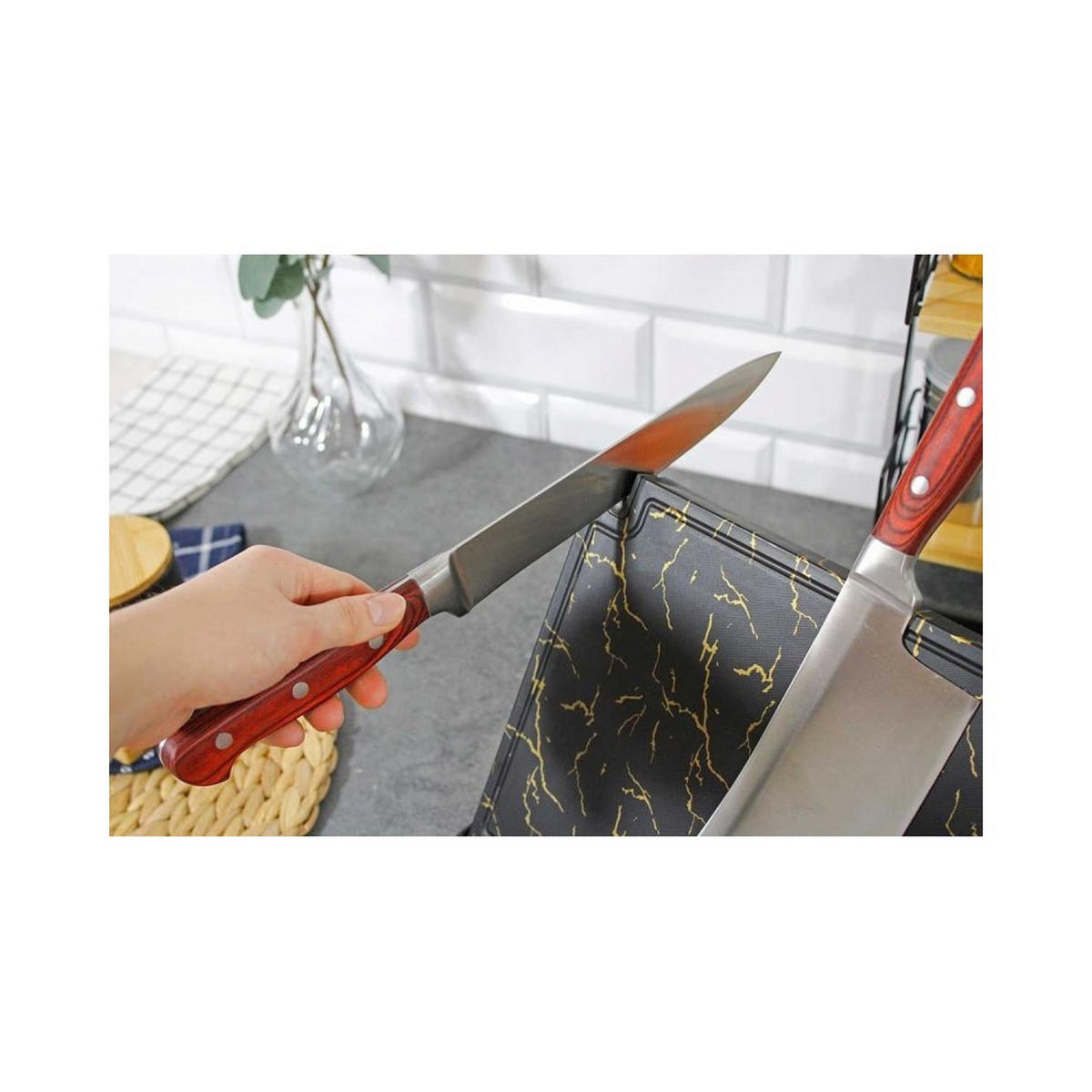 MESSERBLOCK Silber 27/23/27 cm 3772 - Silberfarben, Holz (23/27/27cm) - Brunbeste