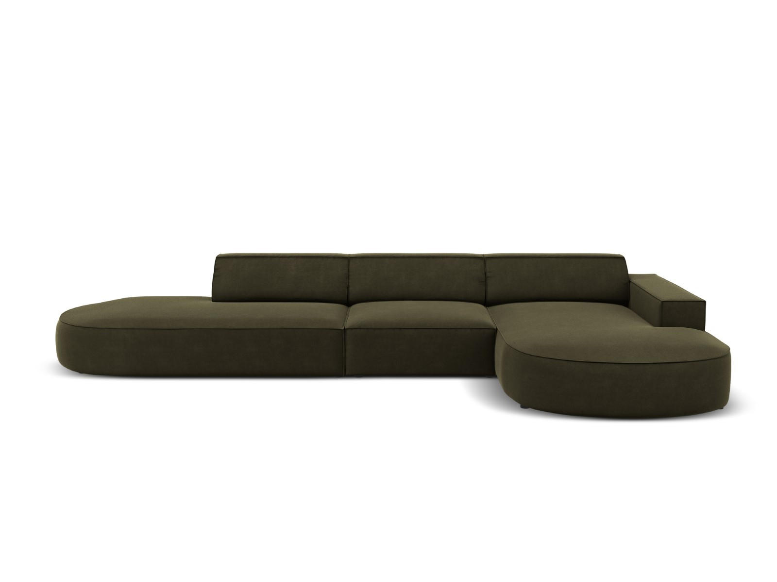 ECKSOFA rechts Jodie aus Samt grün 4 Sitzplätze - Grün, Textil (166/342cm) - Micadoni