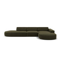 ECKSOFA rechts Jodie aus Samt grün 4 Sitzplätze - Grün, Textil (166/342cm) - Micadoni