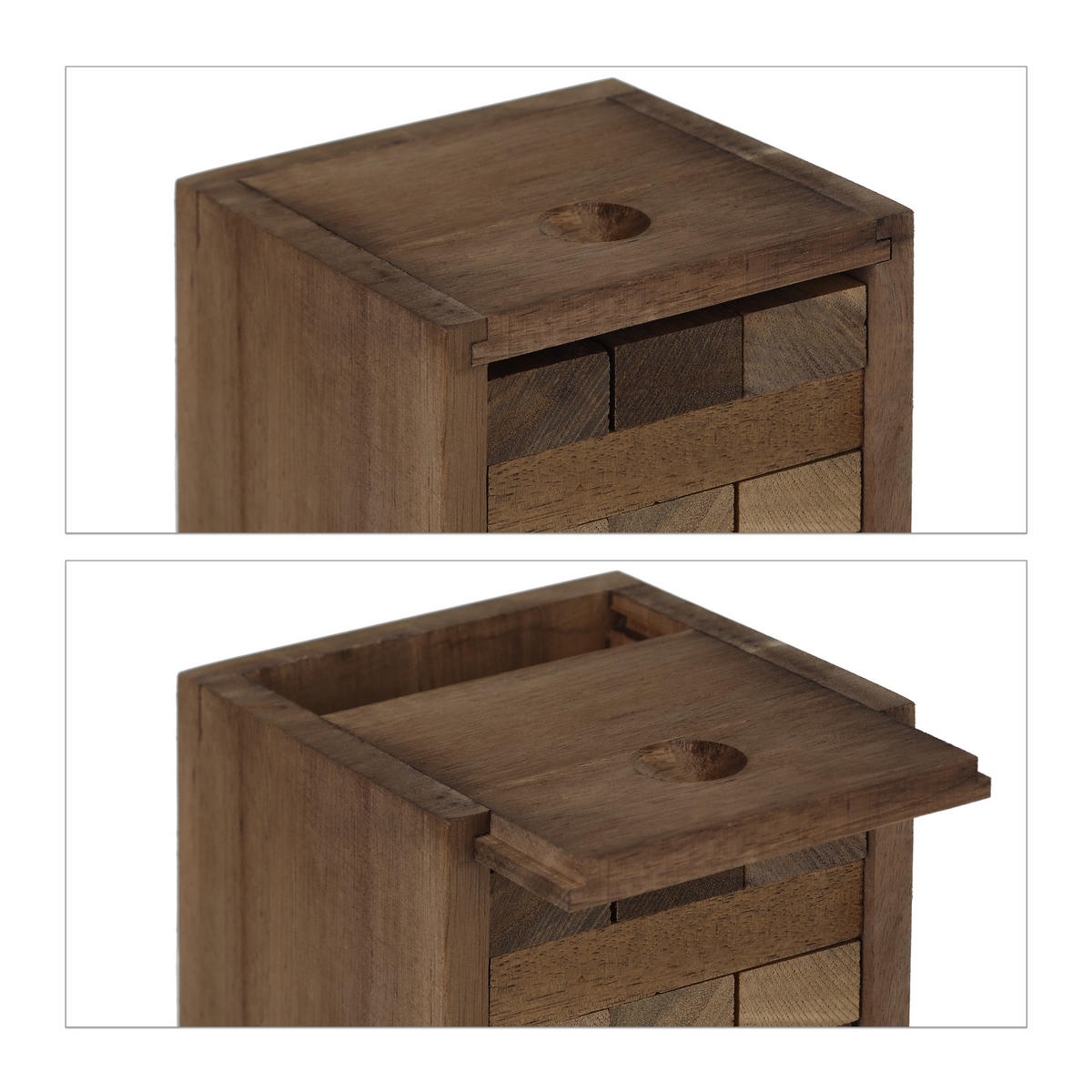 WACKELTURM - Braun, Holz (9.5/8.5cm) - Relaxdays