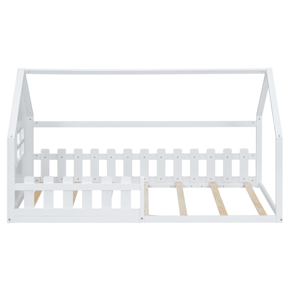HAUSBETT 90/200 cm in Weiß – aus Kiefer und MDF, in Hausform - Weiß, Holz (90/200cm) - BEAOK