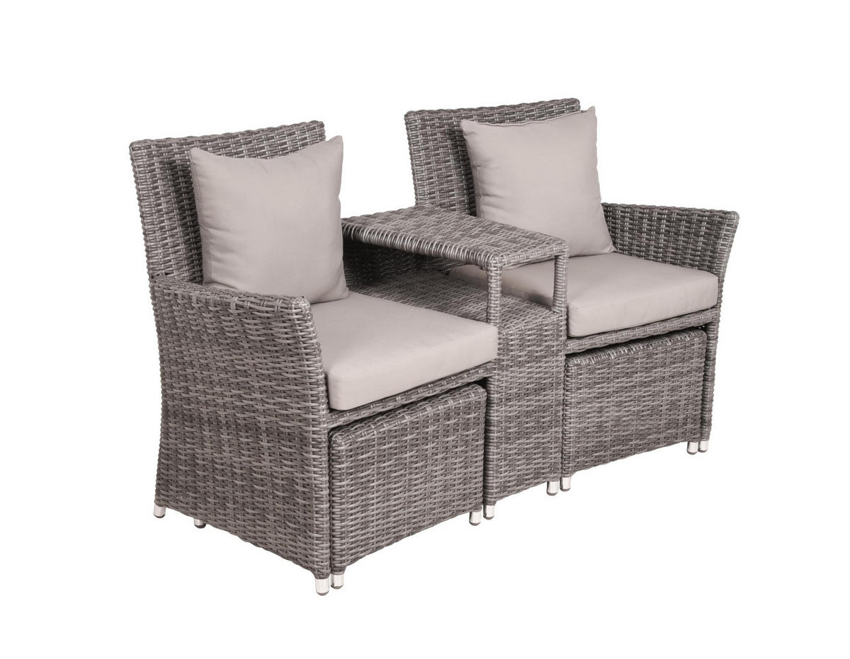 GARTENSTUHL Urban mit Hocker Relaxsessel - Grau, Kunststoff (155/90/70cm) - DELUKE