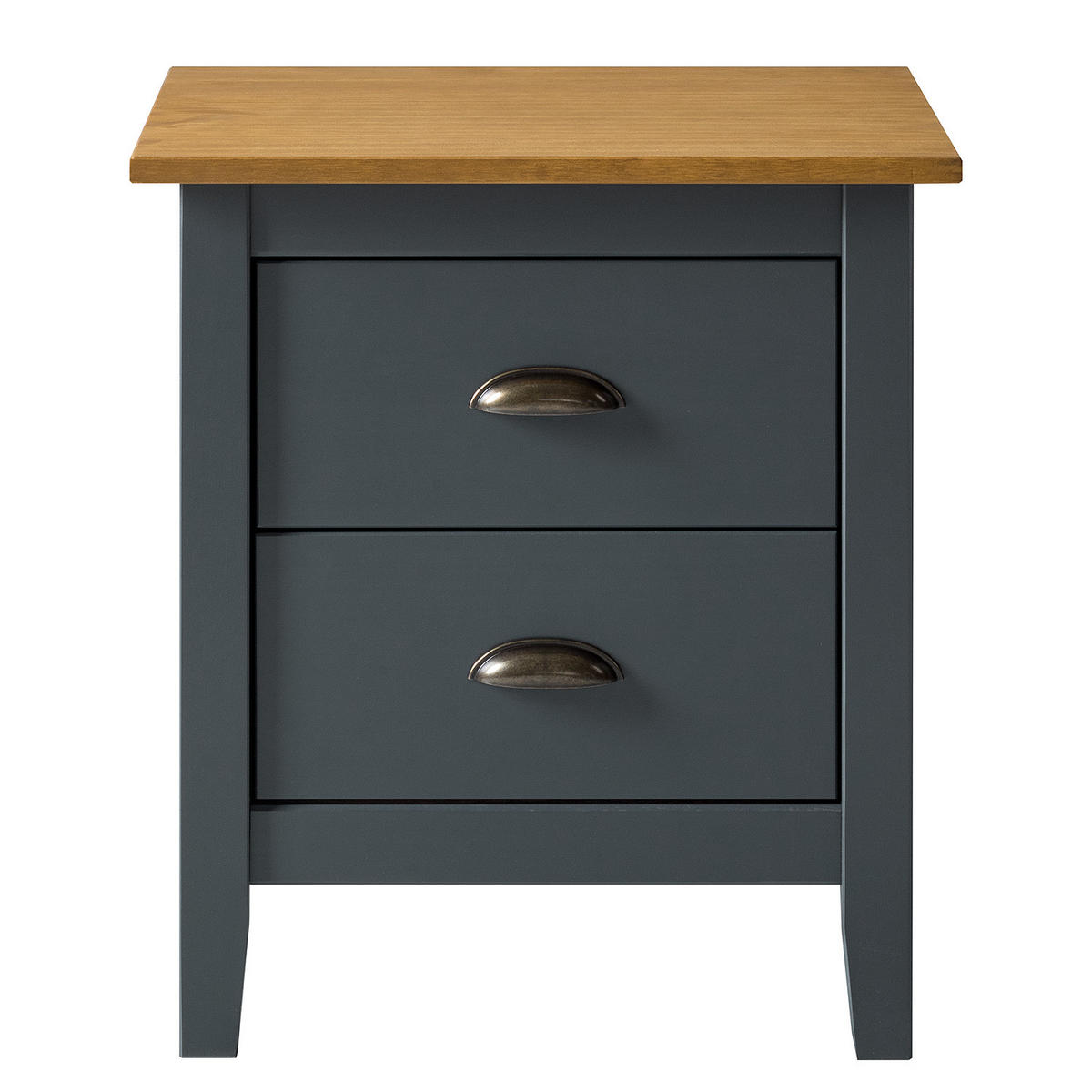 NACHTKOMMODE - Kiefer massiv - Anthrazit, Holz (46/52/35cm) - home24