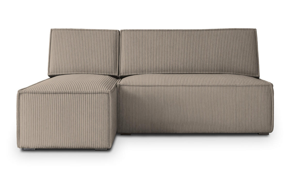 ECKSOFA BRISO P Beige Kordstoff mit Schlaffunktion - Beige, Holz (200/140cm) - MASSENO