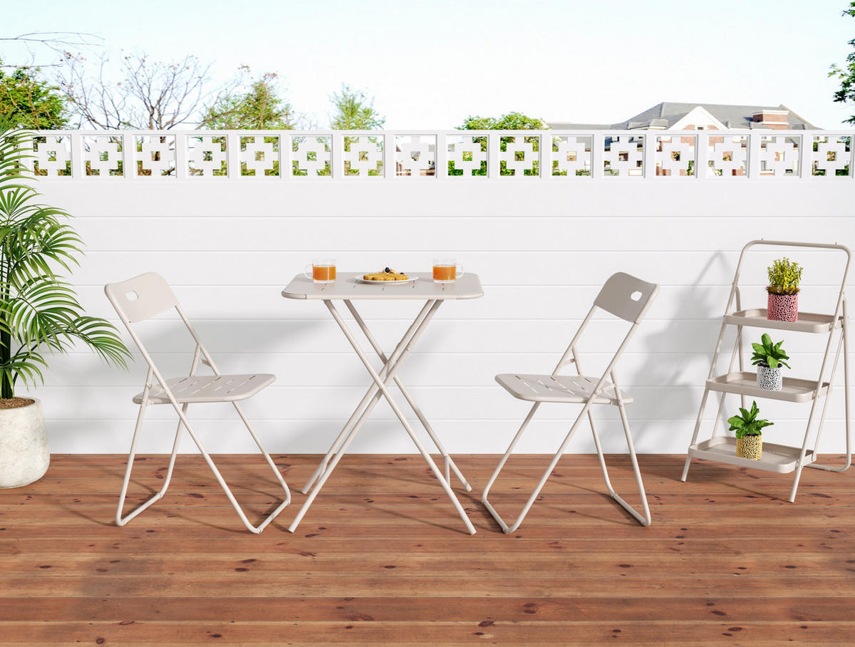 GARTENSET 60/73/60 cm Beige aus Stahl 3er Set - Beige, Metall - OKMYHOME