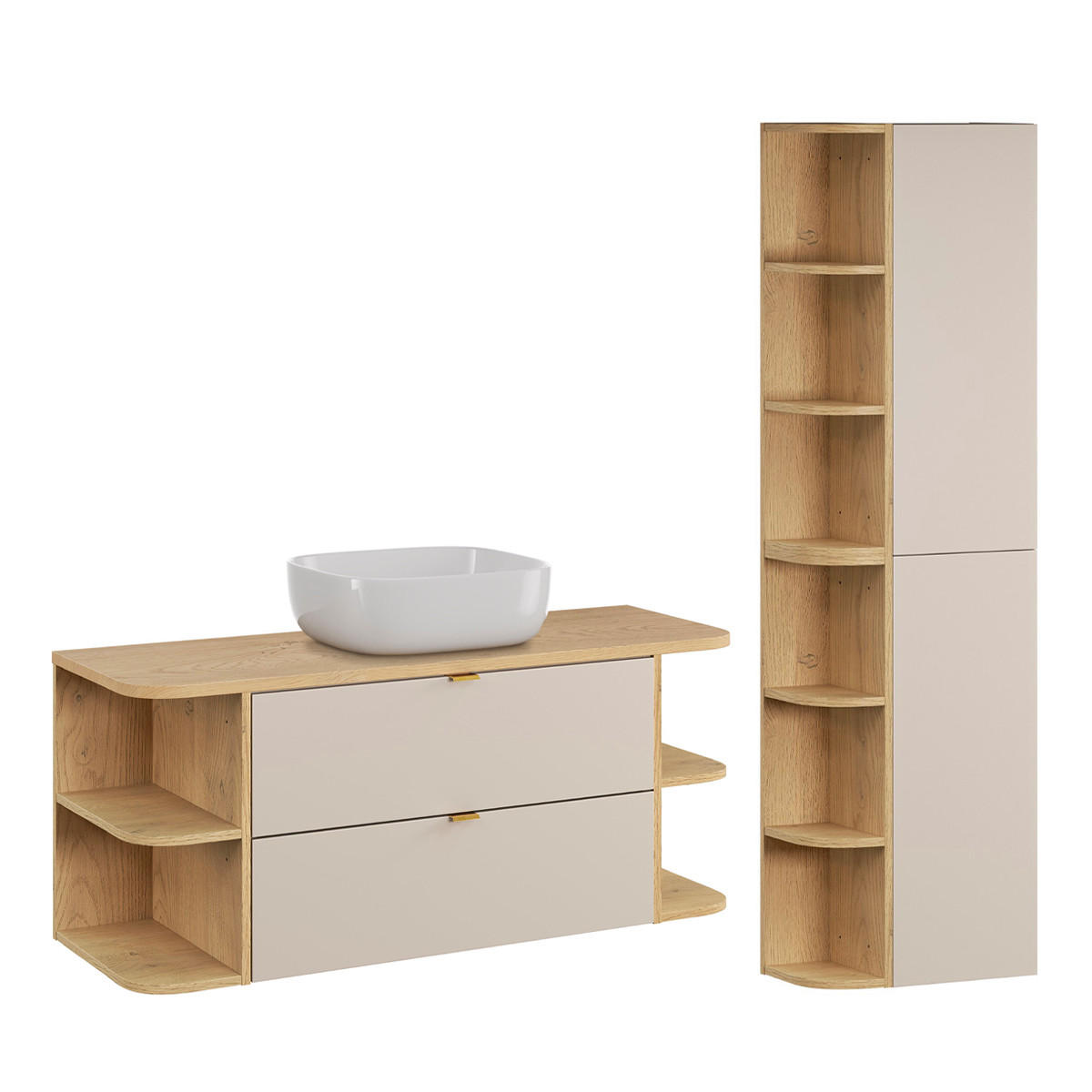 BADMÖBEL 120.4cm Azel 2er-Set Kaschmir - Beige, Holzwerkstoff (120.4/52/46cm) - Petits-meubles