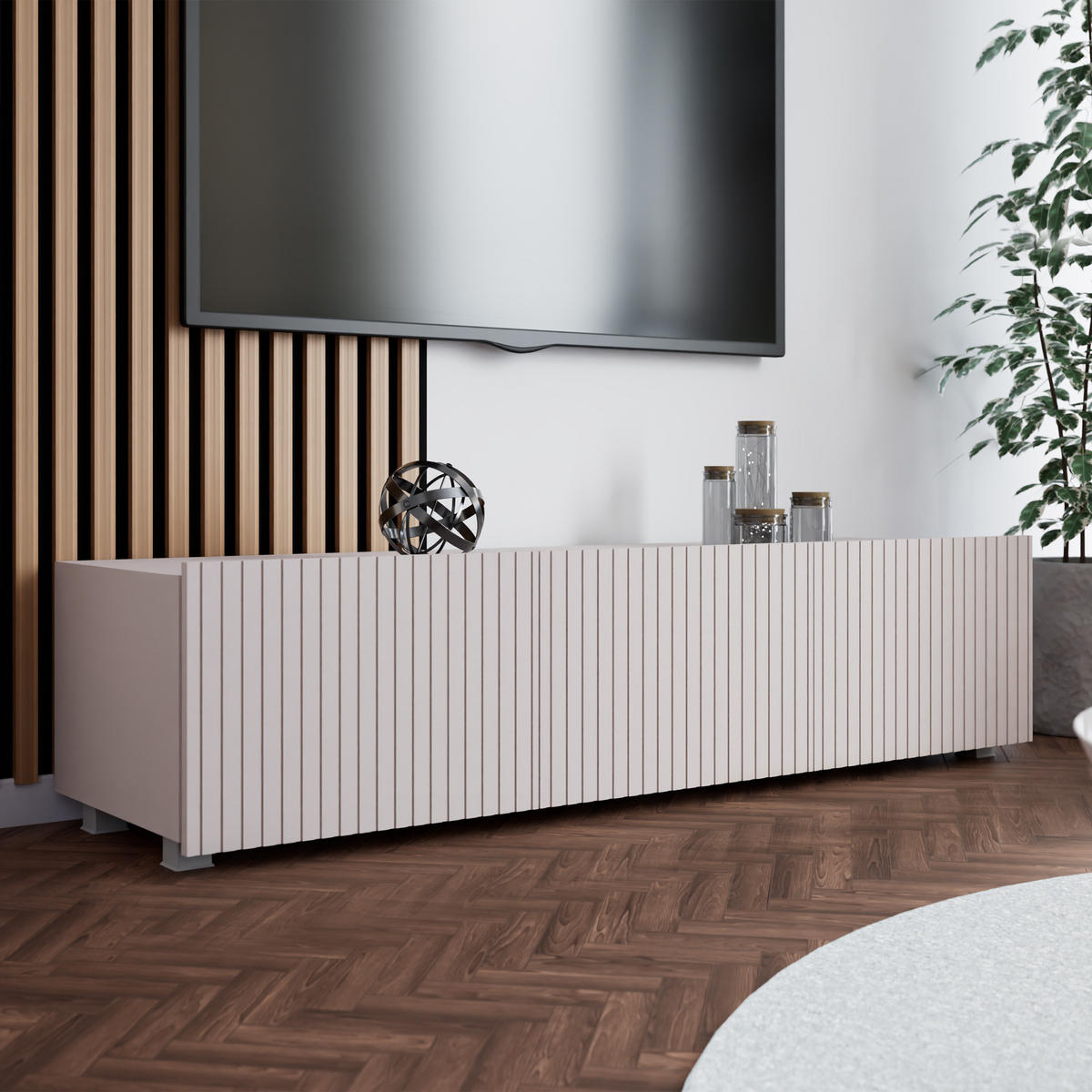 LOWBOARD Kavell mit 2 Türen, 150 cm, stehend/hängend, kaschmir - Kaschmir, Holzwerkstoff (150/37.5/43cm) - Beautysofa