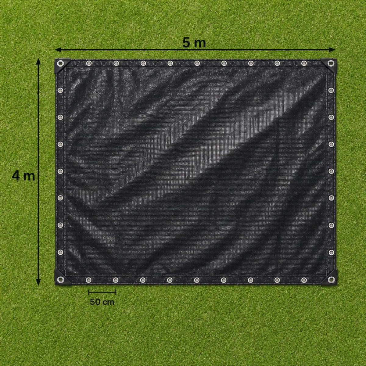 ABDECKPLANE Schwarz wasserdicht 4x5 m - Schwarz, Kunststoff (500/400/0.1cm) - Relaxdays