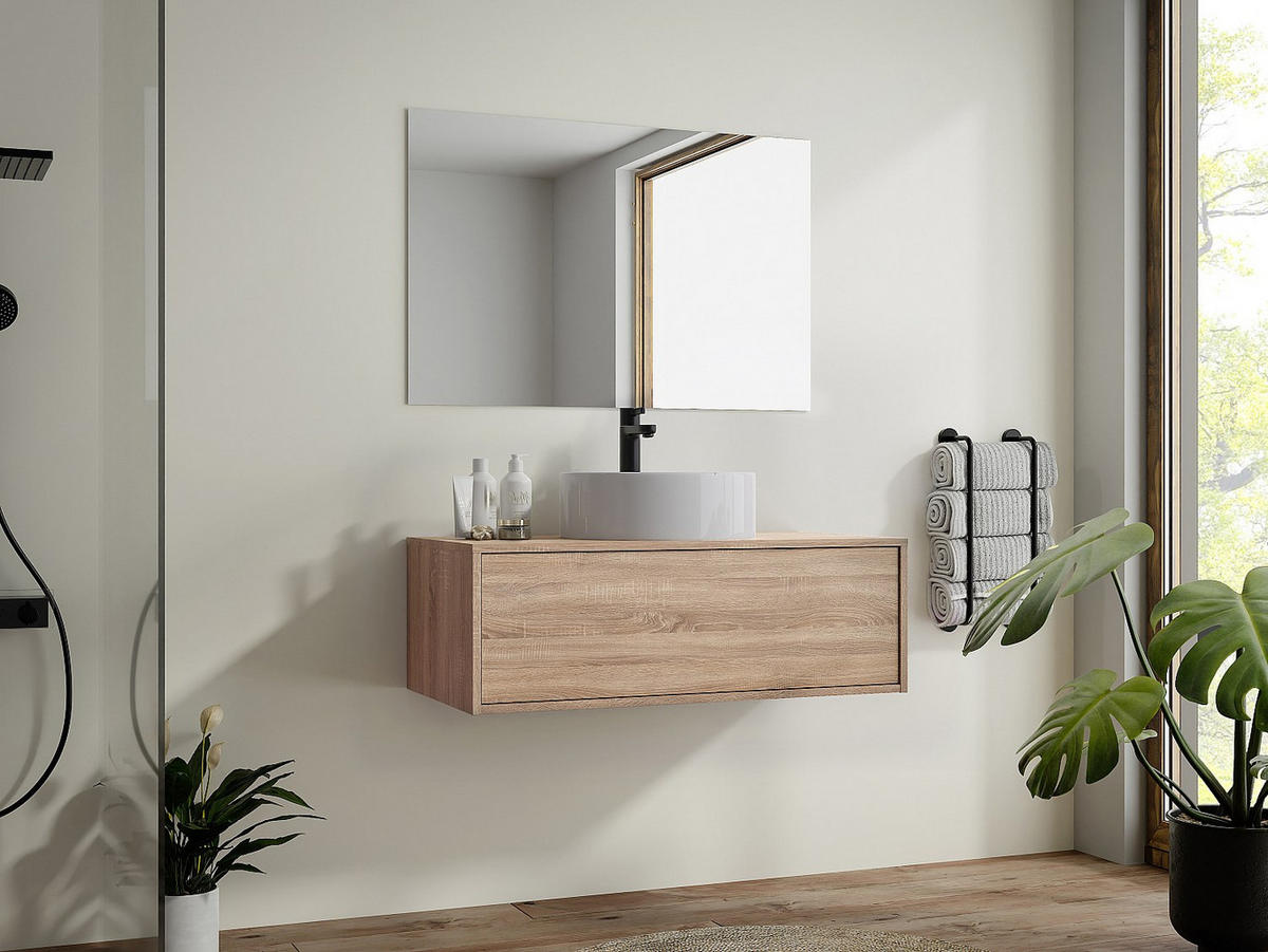 EINZELWASCHTISCH - 94 cm x 47 cm - Holz, Platte - Naturfarben Hell - TEANA - Naturfarben, Holz (94/32/47cm) - Vente-Unique