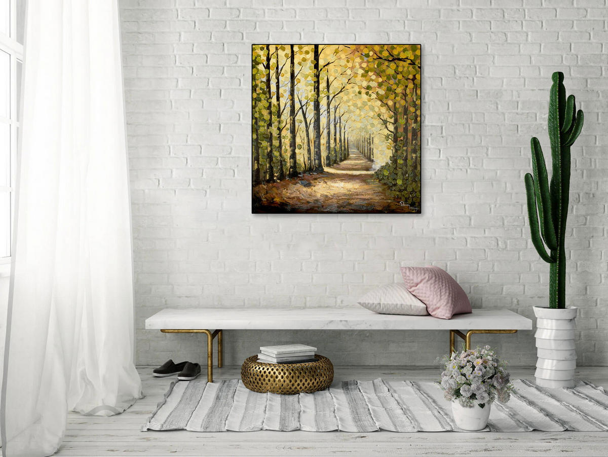 ACRYLBILD HANDGEMALT 80/80 cm - Braun/Grün, Holz/Textil (1.5/80cm) - KUNSTLOFT