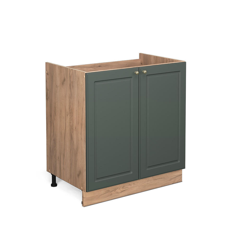 SPÜLENUNTERSCHRANK Fame-Line Grün-Gold Landhaus 80 cm ohne AP - Honigeiche/Eiche Wotan, Holzwerkstoff (80/82/51.6cm) - Vicco