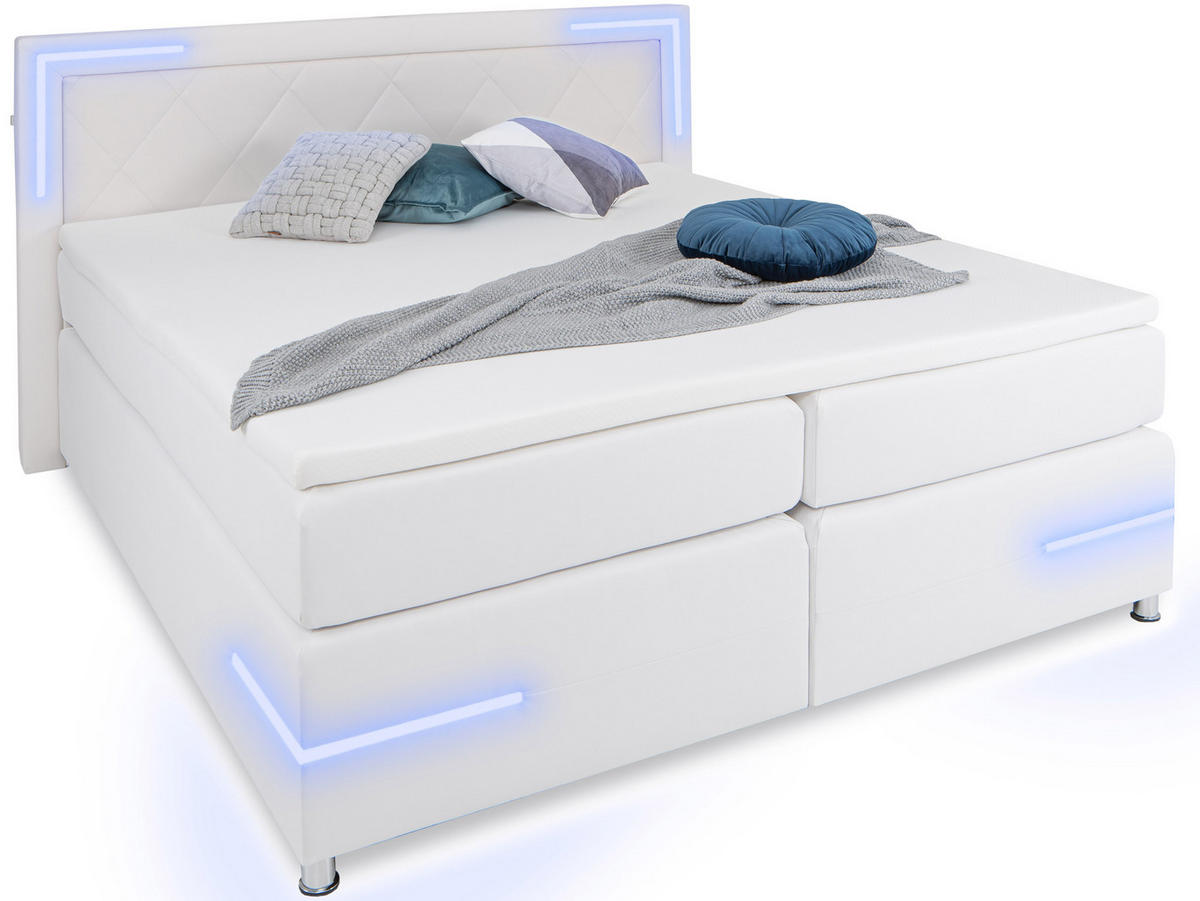 BOXSPRINGBETT Arizona Weiß 160/200 cm H2/H3 Kunstleder - Weiß, Textil (160/200cm) - wonello