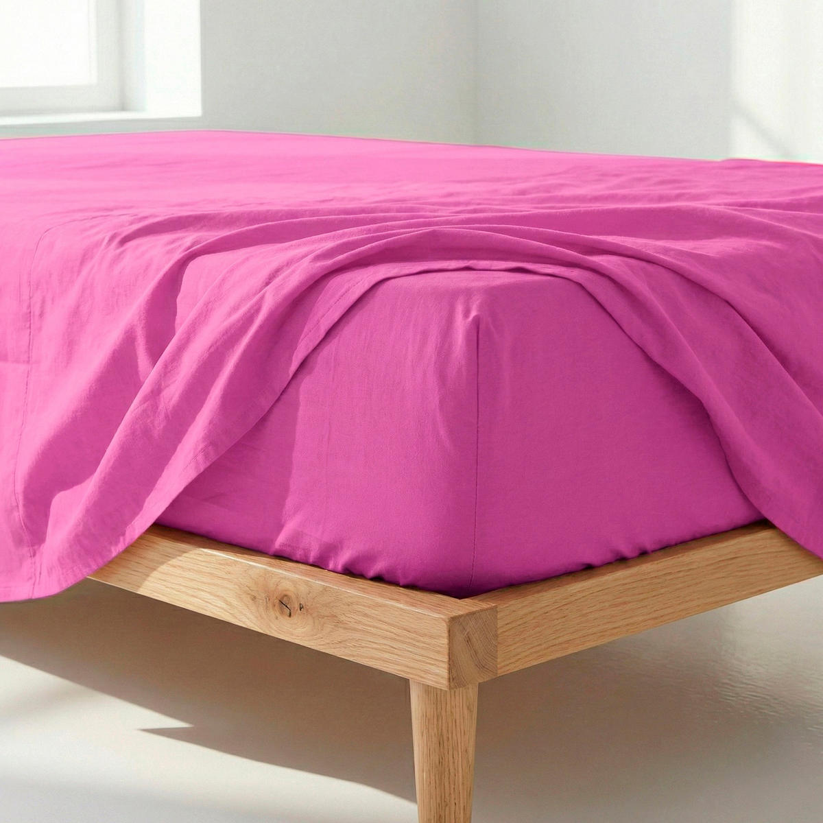 SPANNBETTLAKEN Basic Fuchsie 105x200 cm - Rosa, Textil (105/200cm) - Happy Friday