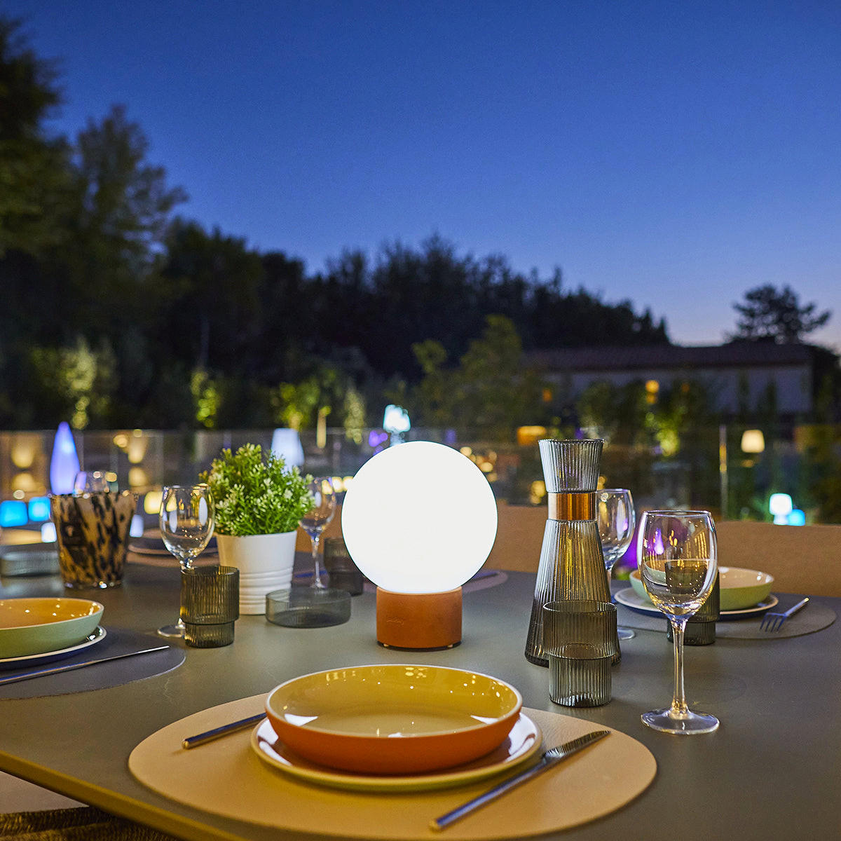 TOUCH-TISCHLAMPE TERRA goldange - Orange, Stein (20/20/25cm) - Lumisky