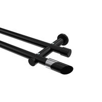 GARDINENSTANGEN-SET Platon Verano 400 cm (geteilt in 2 x 200 cm), 2-läufig (ohne Ringe), 20 mm Ø Schwarz - Chromfarben/Schwarz, Metall (400cm) - INTERDECO