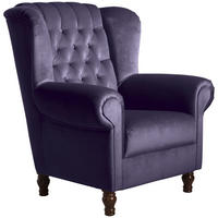 OHRENBACKENSESSEL Katreen Bezug Samtvelours Buche nussbaum dunkel / purple - Lila, Kunststoff (91/101/90cm) - 58aufmkessel