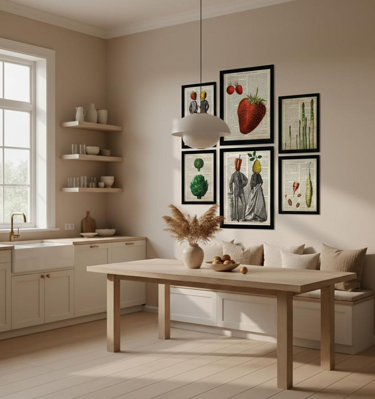 POSTER Set Mit 6 Küche Vintage Papier Stil A3 & A4 Rahmenlos - Klar, Papier (29/3cm) - Nacnic