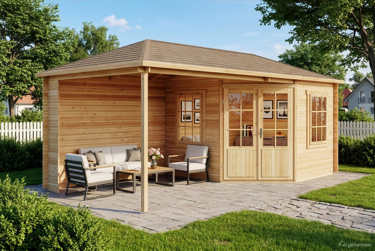 GARTENHAUS Holz Mosel - Naturfarben, Holz (614/274/317cm) - Alpholz