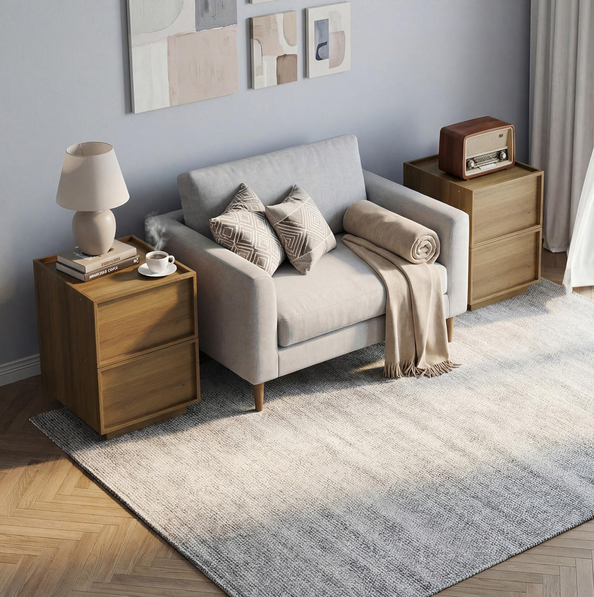 NACHTTISCH 38/48/50 cm mit 2 Schubladen, griffloser Front und viel Stauraum, Eichefarben - Braun, Holzwerkstoff (45/54/38cm) - Redom