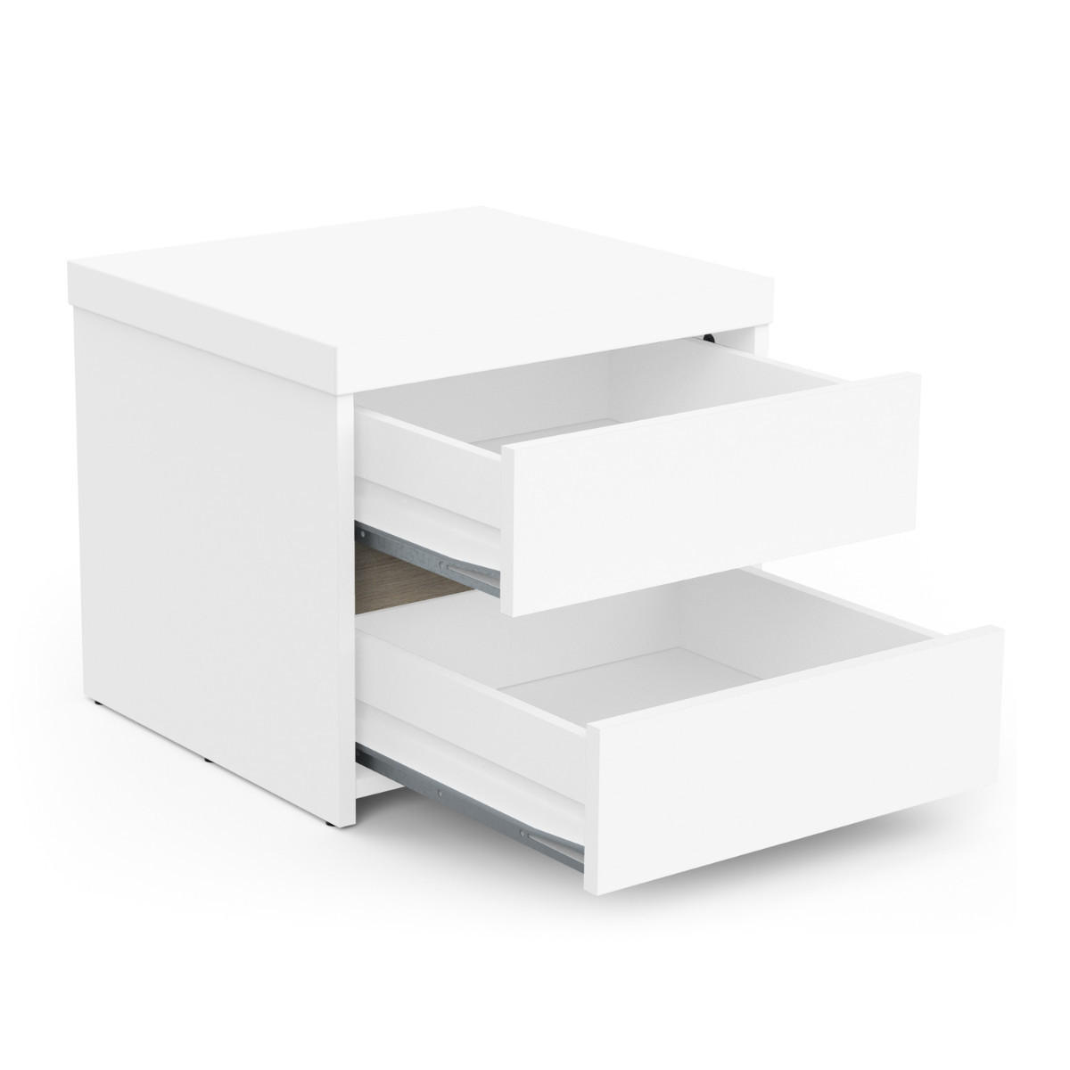 NACHTTISCH mit 2 Schubladen, Dekor Eiche Kronberg und matt Weiß 43,1/39,7/38,8 cm - Eschefarben, Holzwerkstoff (39.7/38.8/41.5cm) - Calicosy