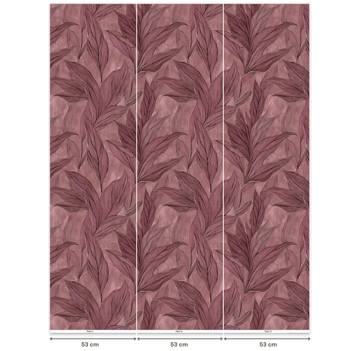 TAPETE - Blätter - Muster - Lila - 160x200 cm - Altrosa, Papier (160/200cm) - OnlyWow