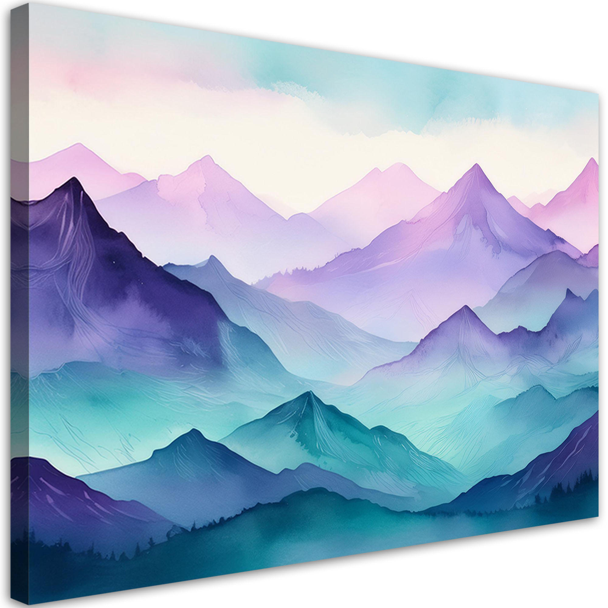 WANDBILD abstraktes berglandschafts aquarell - Beige, Textil (60/40cm) - Feeby