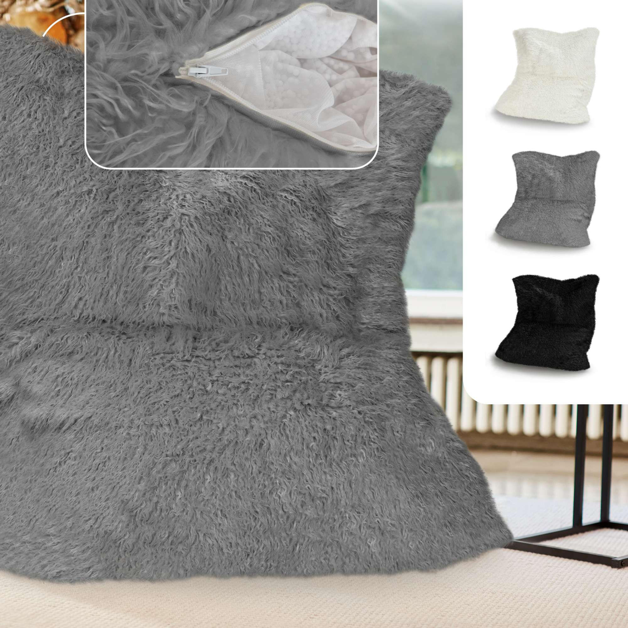 FELL RIESEN SITZSACK Square 140x180cm - Grau, Textil (140/25/180cm) - Green Bean
