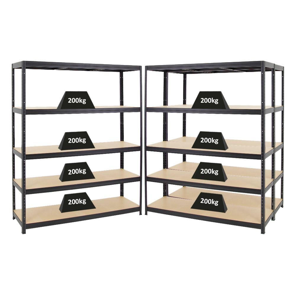 SCHWERLASTREGAL Giant Elephant 3er-Set mit 3x 180x150x45 cm Fachlast 200 kg Schwarz - Schwarz, Metall (450/180/45cm) - PROREGAL