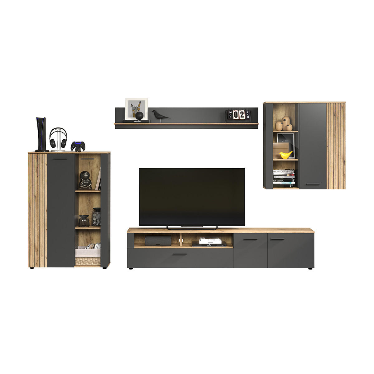 LOWBOARD Esteban Anthrazit - Anthrazit, Holzwerkstoff (210/43/41cm) - Trendteam