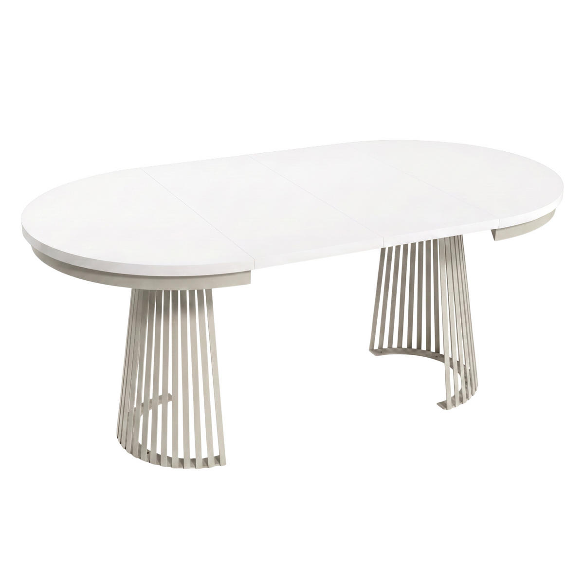 ESSTISCH Lumi im Loft-Stil, ausziehbar Ø 120–200 cm, Metallbeinen, Kaschmir+Weiß - Kaschmir, Metall (120/120/77cm) - Beautysofa