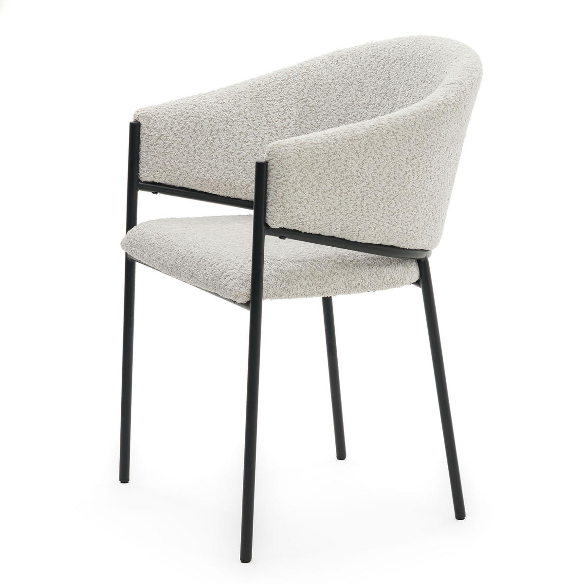 STUHL BUENO gespolsterter - hellgrau - Glamour Boucle Chenille - Hellgrau/Schwarz, Textil/Metall (55/83/56cm) - NEW HOME