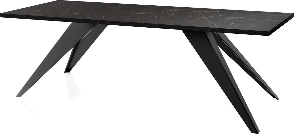 ESSTISCH Vance rechteckig ausziehbar, Marmor Schwarz 140-240/80/76 cm - Anthrazit/Schwarz, Holzwerkstoff/Metall (80/240/76cm) - WFL GROUP