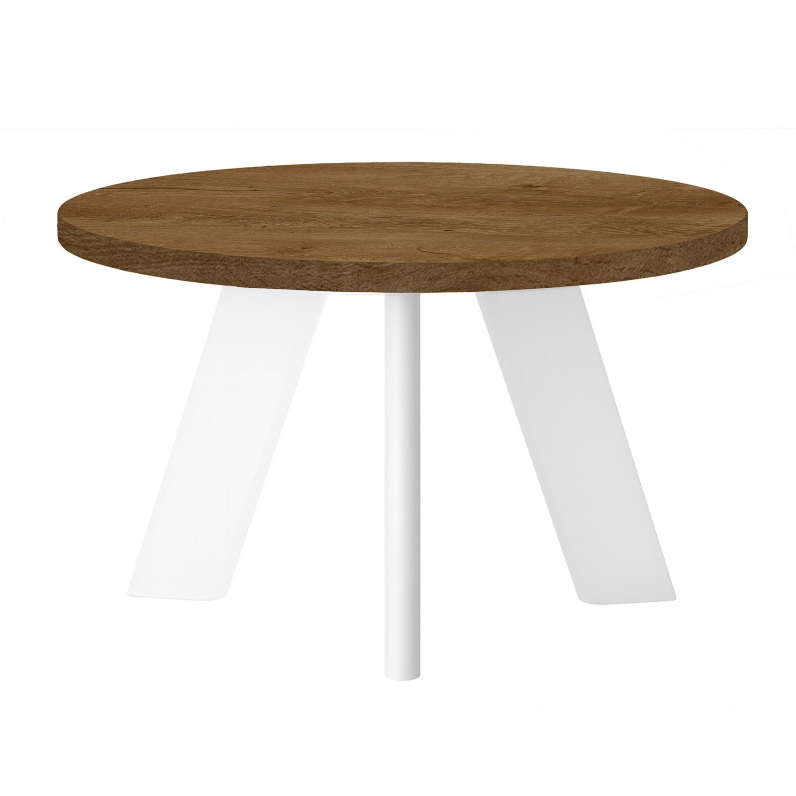 COUCHTISCH LEX Durchmesser 75 cm, Minimalistisch und zeitlos, Eiche Lefkas/Weiß - Dunkelbraun/Weiß, Holz (60/60/41cm) - Dekori_Interiors