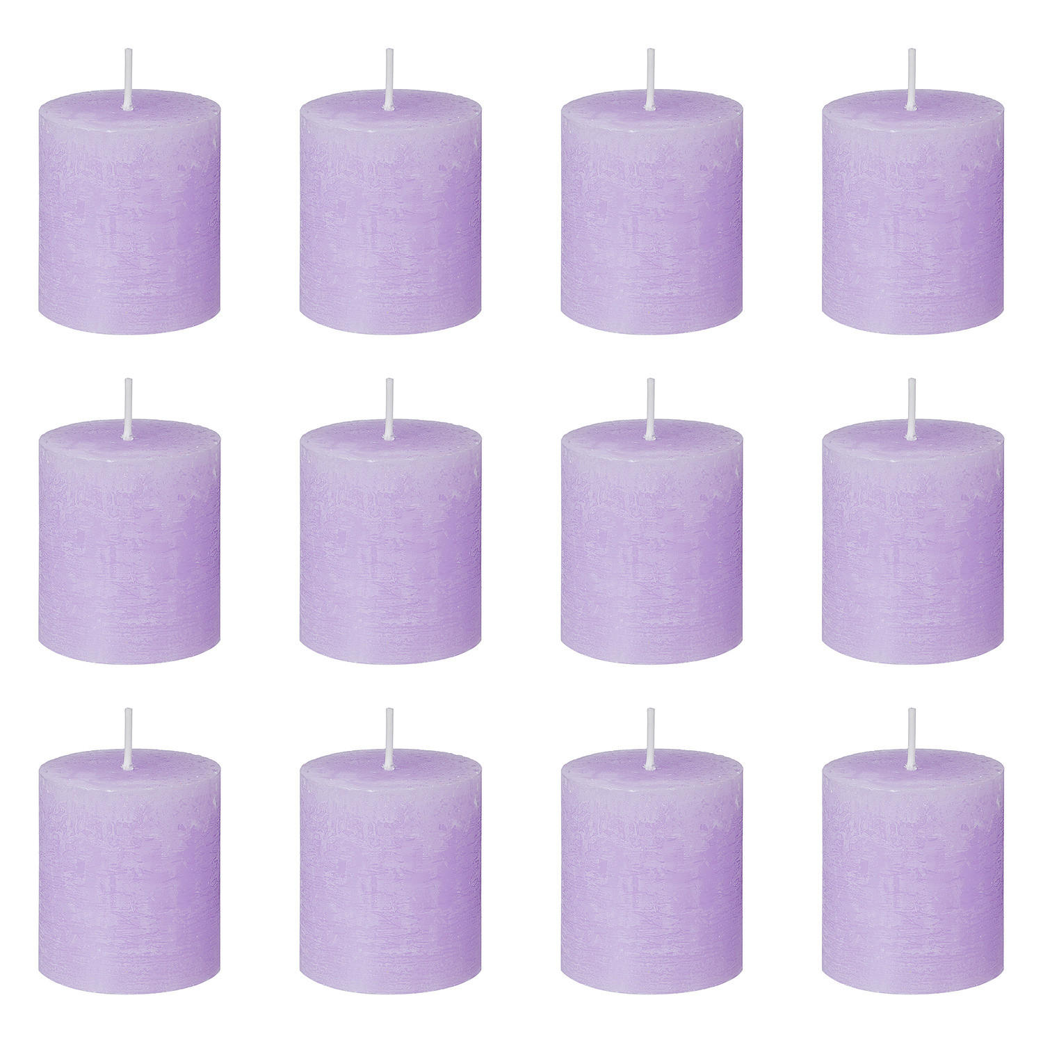 STUMPENKERZE (12er Set) Rustic - Flieder, Paraffin (8cm) - Butlers