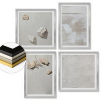 WANDBILDER 4er Set - 50x50 cm & 40x60 cm Silberner Rahmen - Boho-Textur aus Sandsteinen - Silberfarben, Kunststoff (50/50cm) - ArtPrintCave