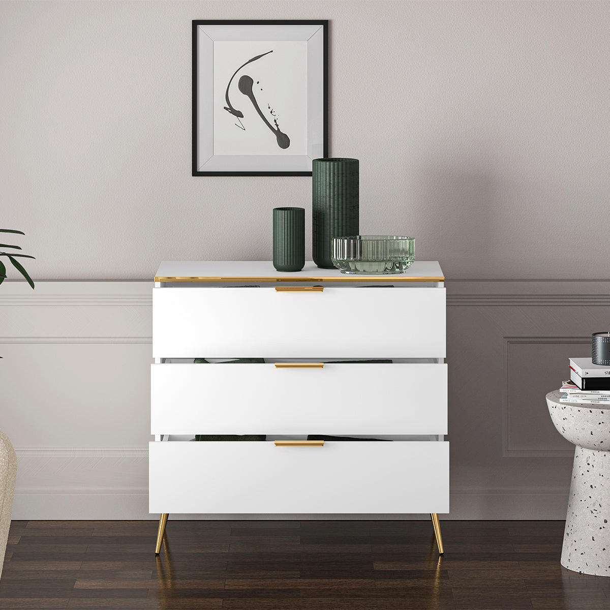 KOMMODE Zora Weiß - Weiß, Holzwerkstoff (92/88/40cm) - Petits-meubles