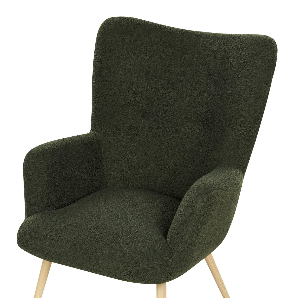 SESSEL Bouclé dunkelgrün mit Hocker Vejle - Hellbraun/Grün, Textil (67/95/52cm) - Beliani
