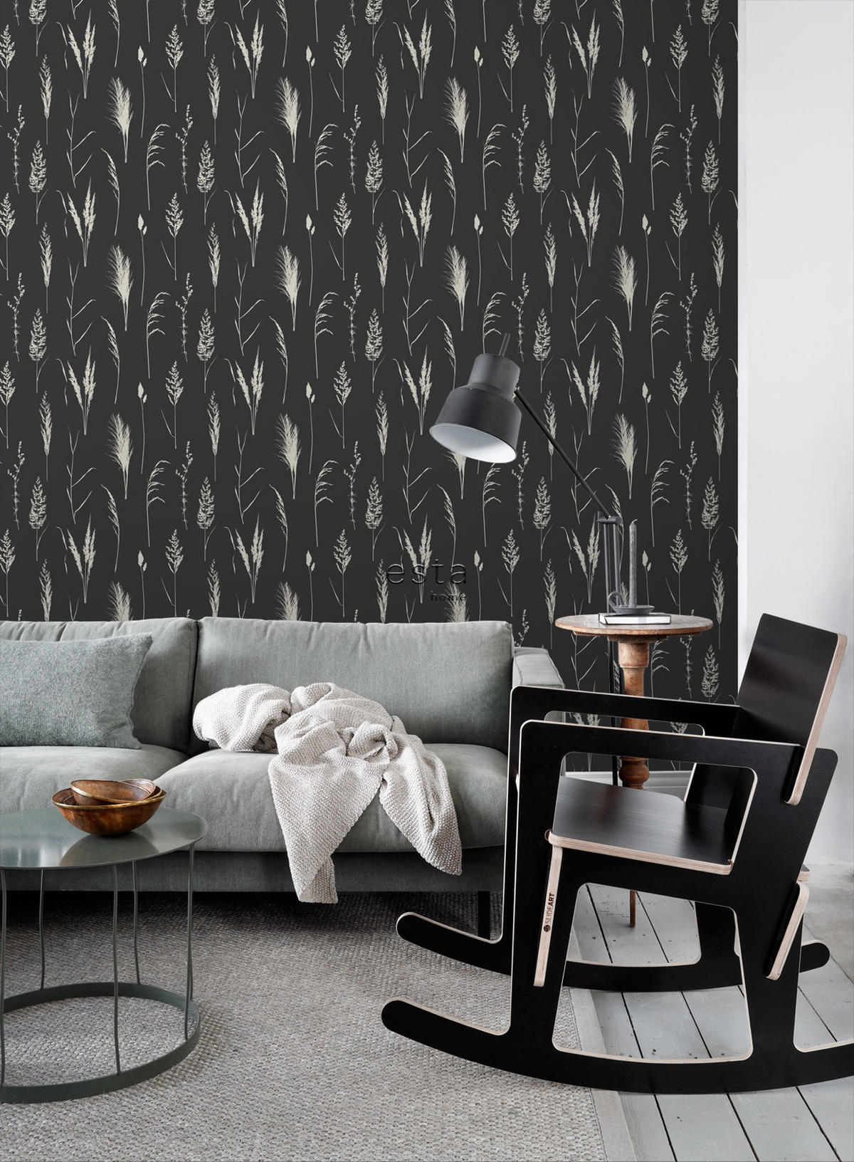 TAPETE Pampasgras 50 x 900 cm - Schwarz, Papier (50/900cm) - ESTAhome