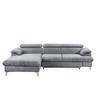 ECKSOFA mit Schlaffunktion und Bettkasten, verstellbare Kopfstützen - Chromfarben/Hellgrau, Textil/Metall (254/167cm) - Cotta